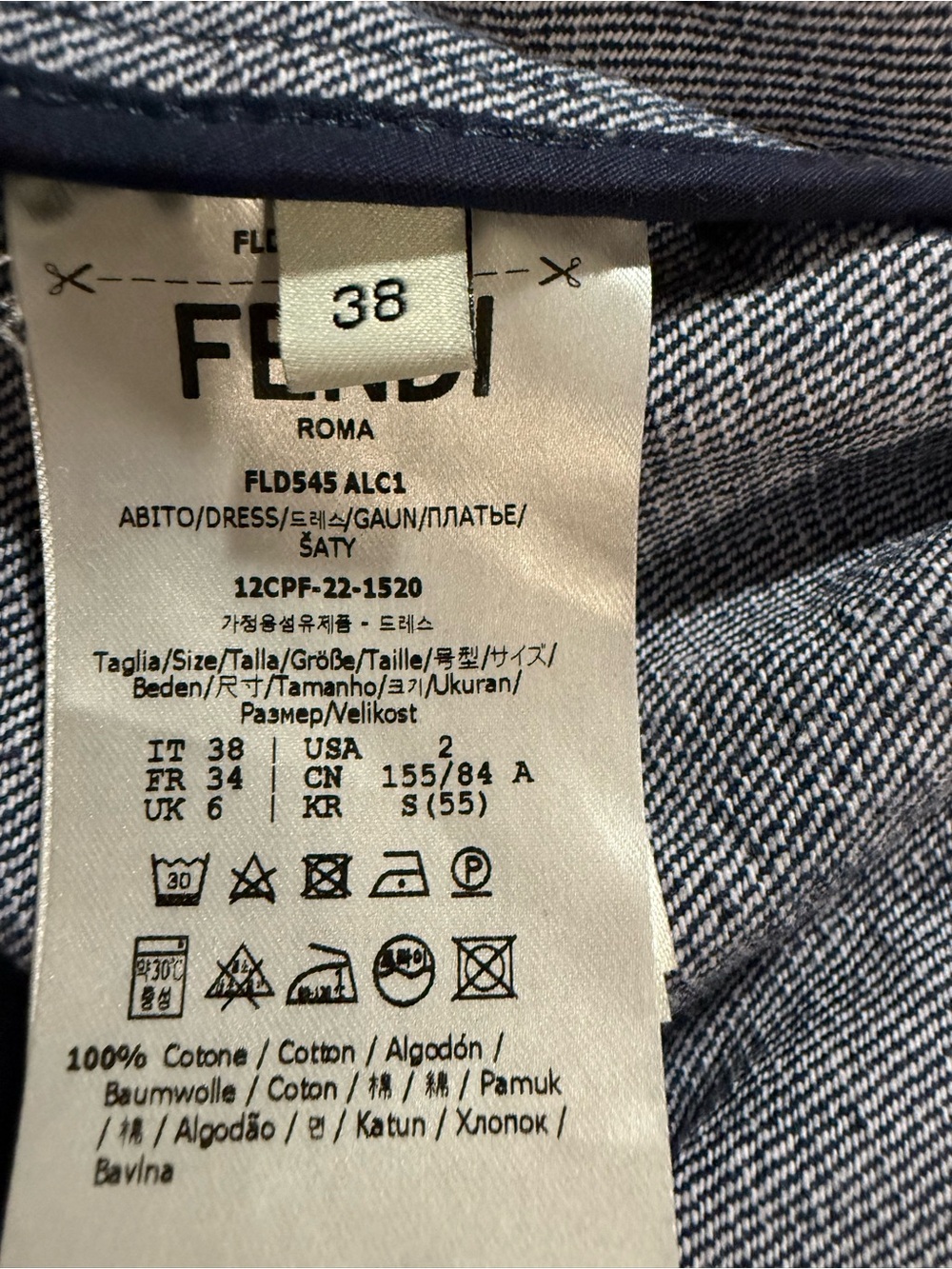 Fendi Dark Blue Denim Crew-Neck Belted Mini Dress - Picture 12 of 13